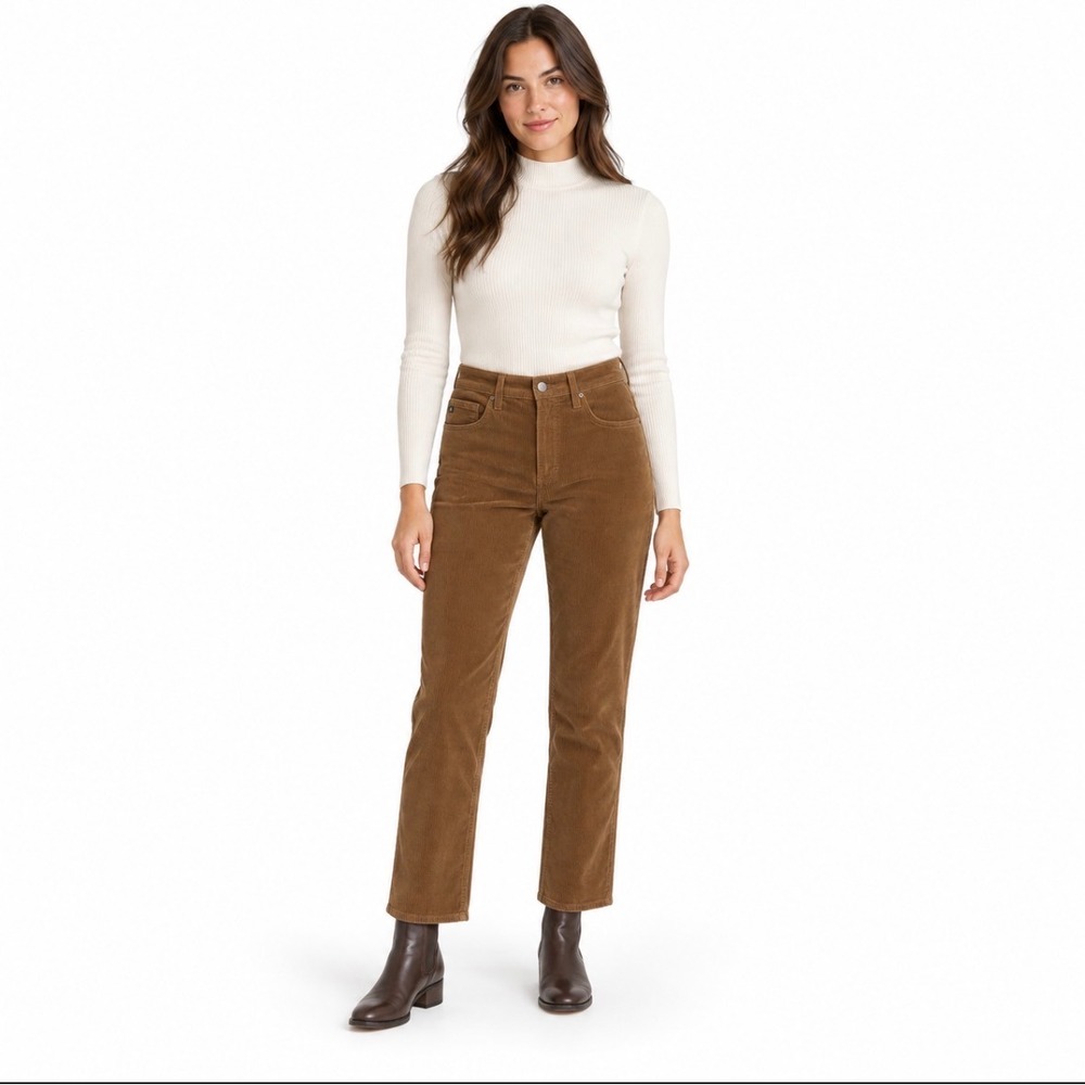 AG Adriano Goldschmied Rhett High-Waisted Straight Corduroy Pants Brown Size 29R